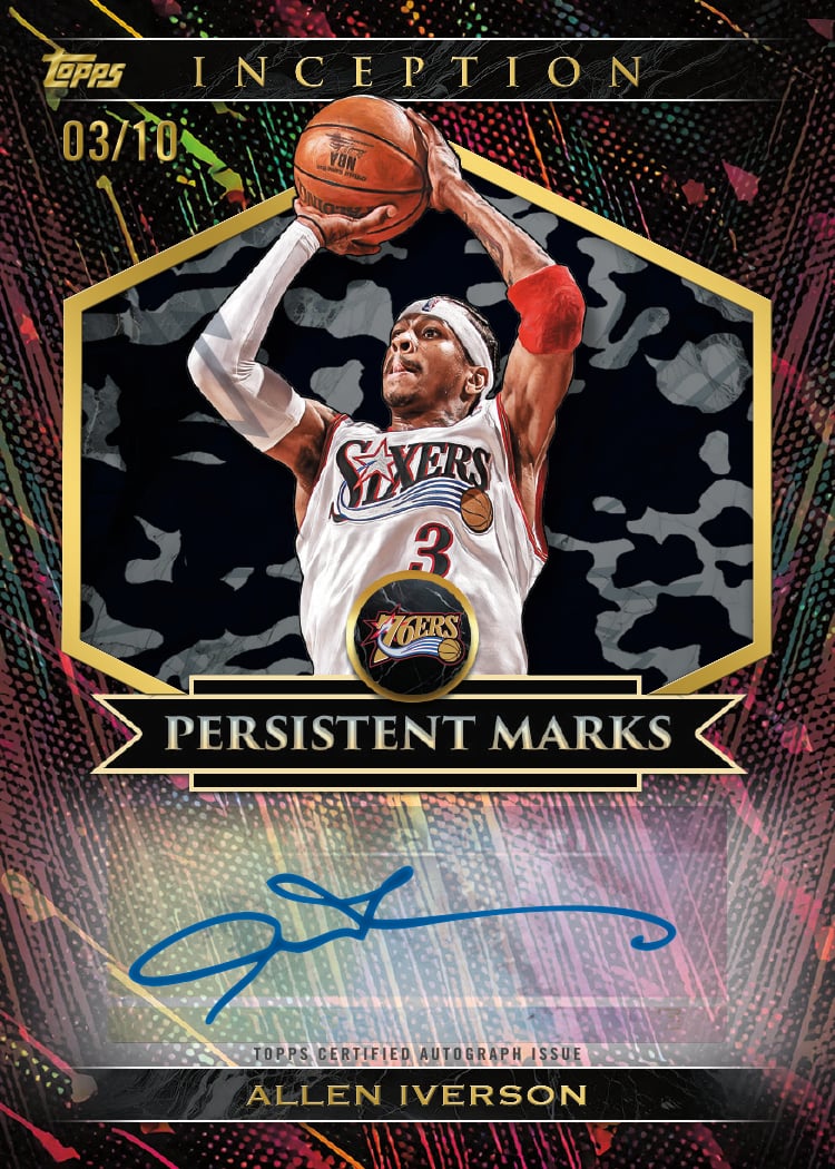 2025-26 Topps Inception Basketball Allen Iverson Persistent Marks Camo numbered 03/10