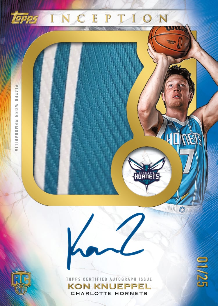 2025-26 Topps Inception Basketball Kon Knueppel Rookie Jumbo Relic Autographs Blue numbered 01/25
