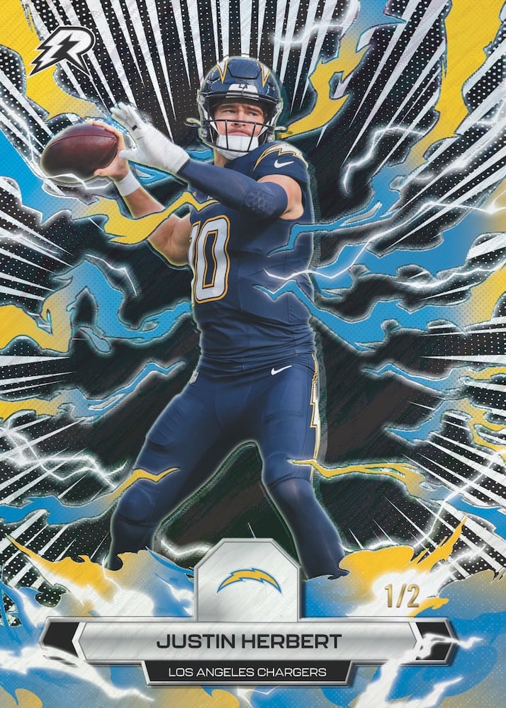 2025 Topps Resurgence Football Justin Herbert base card numbered 1/2