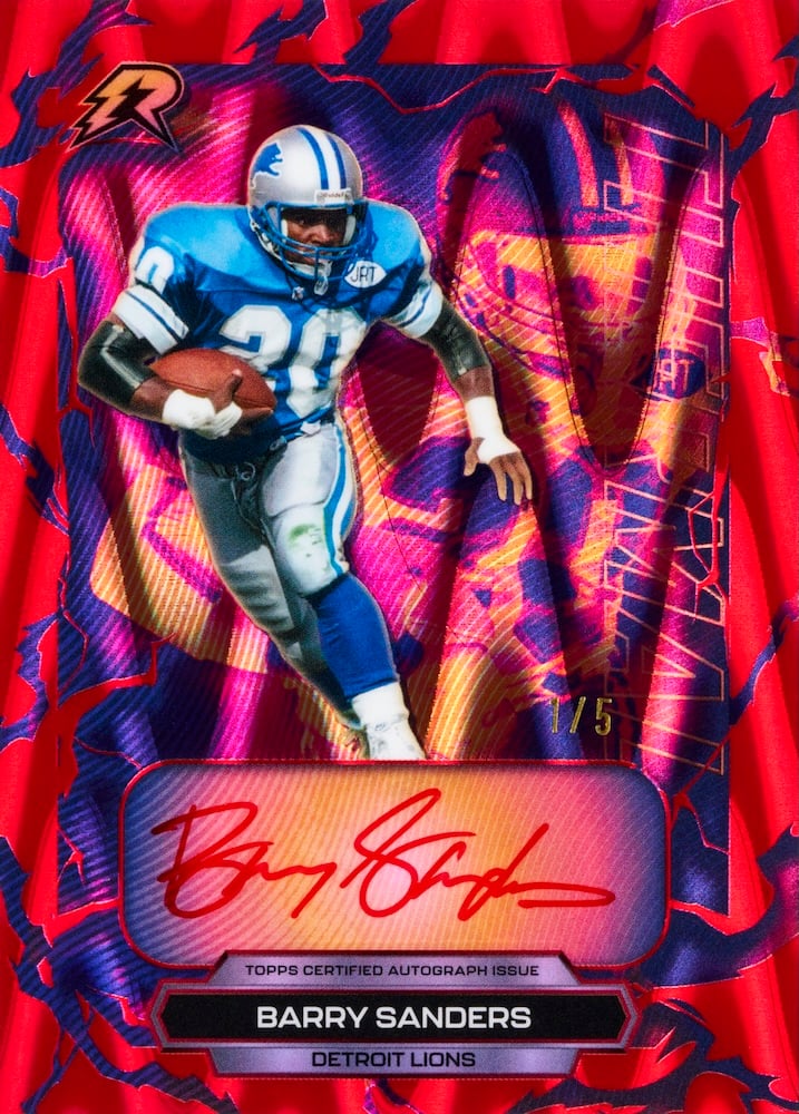2025 Topps Resurgence Football Barry Sanders Thermal Red Ink Autograph numbered 1/5