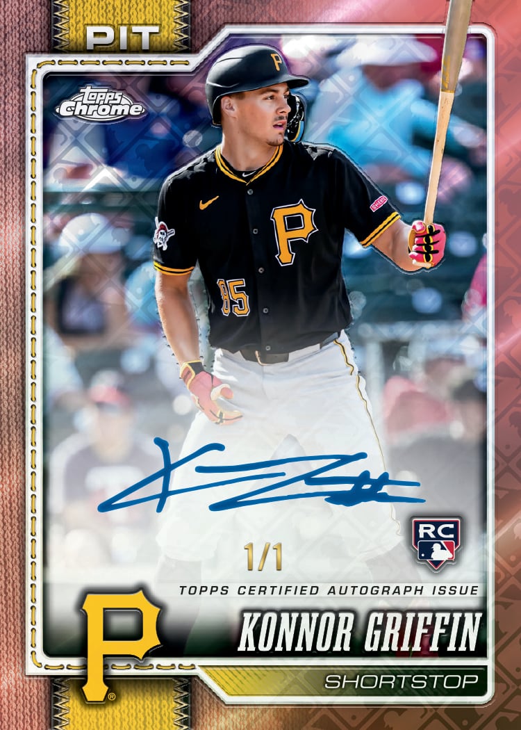 2026 Topps Chrome Logofractor Baseball Konnor Griffin LogoFractor Rookie Autographs Rose Gold numbered 1/1