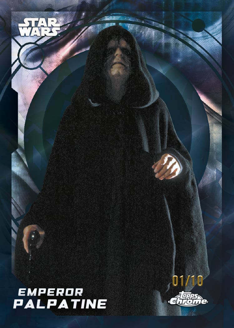2026 Topps Chrome Sapphire Star Wars Emperor Palpatine base card Black Sapphire numbered 01/10