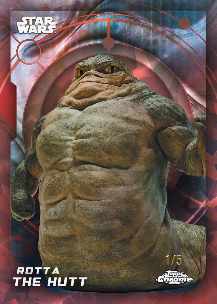 2026 Topps Chrome Sapphire Star Wars Rotta the Hutt base card Red Sapphire numbered 1/5